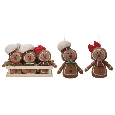  Polyester 12,75 po. Ensemble de 12 décorations de Noël en pain d'épice en cage