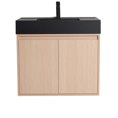 Meuble-lavabo mural 30 po avec lavabo blanc en chêne blanc