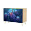 Buffet buffet avec rangement médaillons bioluminescents lumineux mauve floral bleu foncé avec 2 portes pour le salon et la cuisine