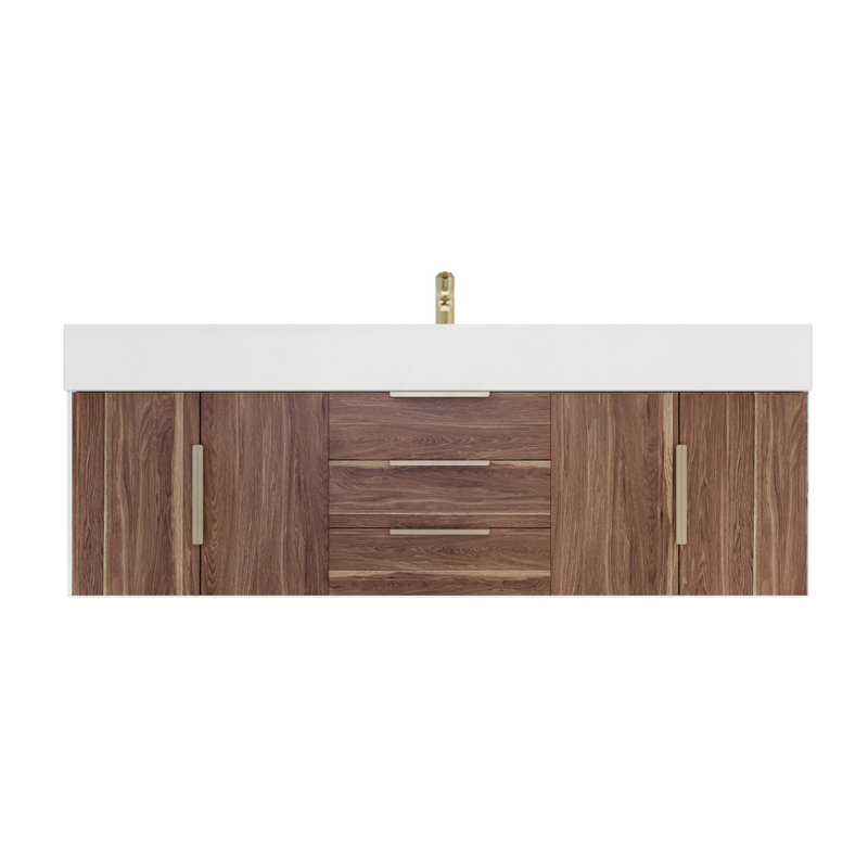Glasgow 59'' Bathroom Vanity with Acrylic Top, Dark White Oak