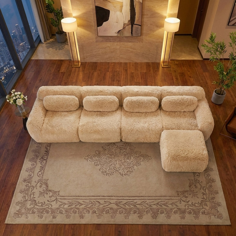 L-shaped Soft And Fluffy Plush Fabric,Modular Sectional Sofa Couches,32D High Density Sponge Bottom Anti-Slip Design,Free Combination Buckle Connection,No Assembly Required,For Living Rooms