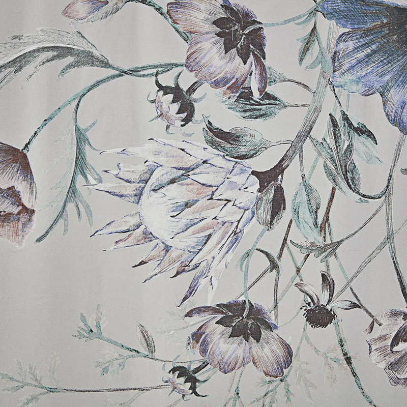 Cassandra Blue Floral Cotton Shower Curtain