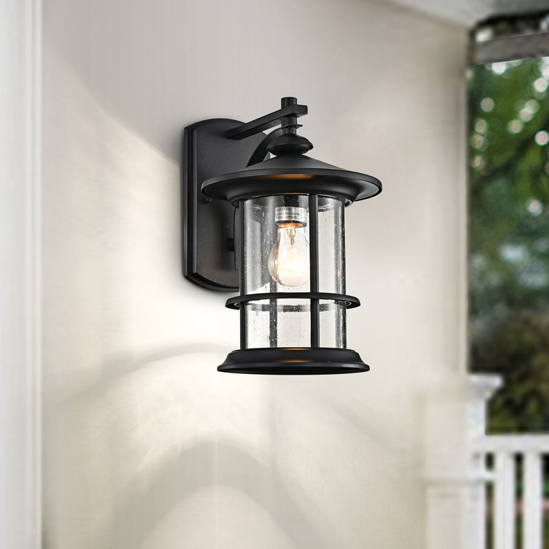 Applique murale d'extérieur noir mat Bellarae, H 12,5 po x l 8 po x P 9,75 po