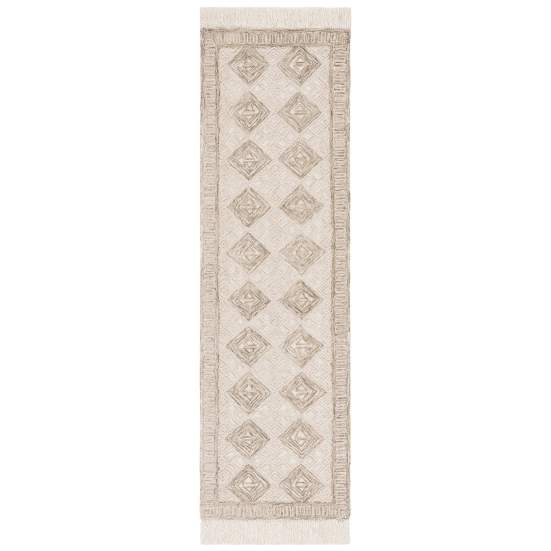 Tapis ivoire / sauge Hilley 803, Tapis de couloir 2 pi 3 po x 8 pi