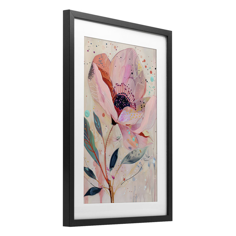 «Colorful Dots Pink Poppy», reproduction encadrée sous verre, design par LSR Design Studio, H 23 po x l 17 po