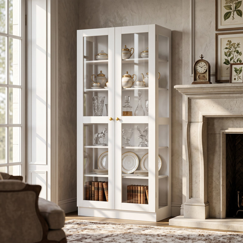 Vitrine l 31,5 "x H 70,9" avec façade en verre et 5 tablettes