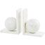 White Marble Geometric Sleek Orb 12 lbs Decorative Bookends with L- Shaped Bases, Set of 2-19933938
