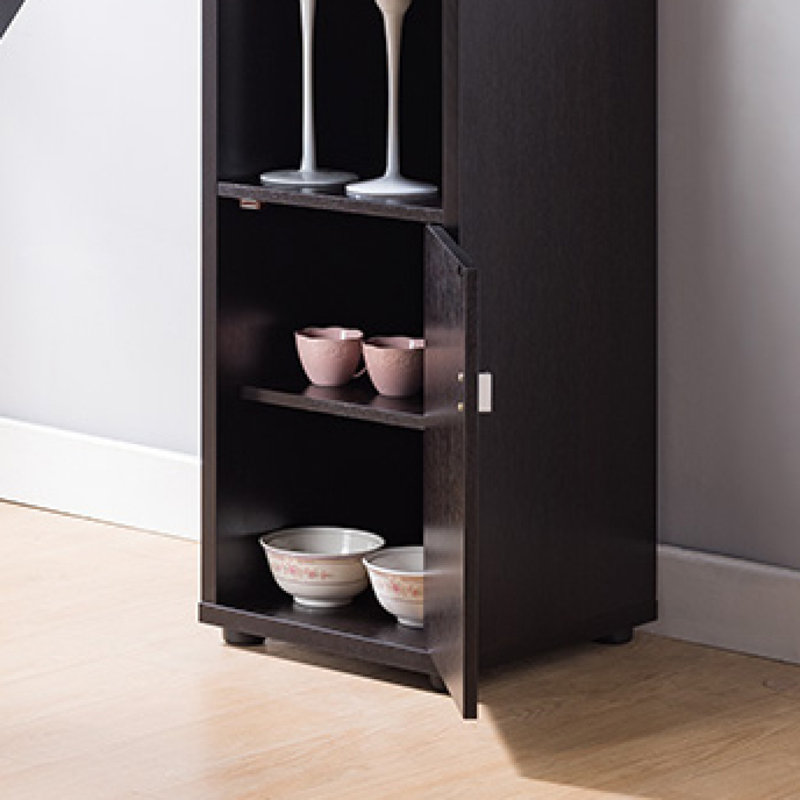 Armoire de bar moderne, armoire de cuisine à longue table avec compartiment pour bouteilles de vin et tablettes ouvertes