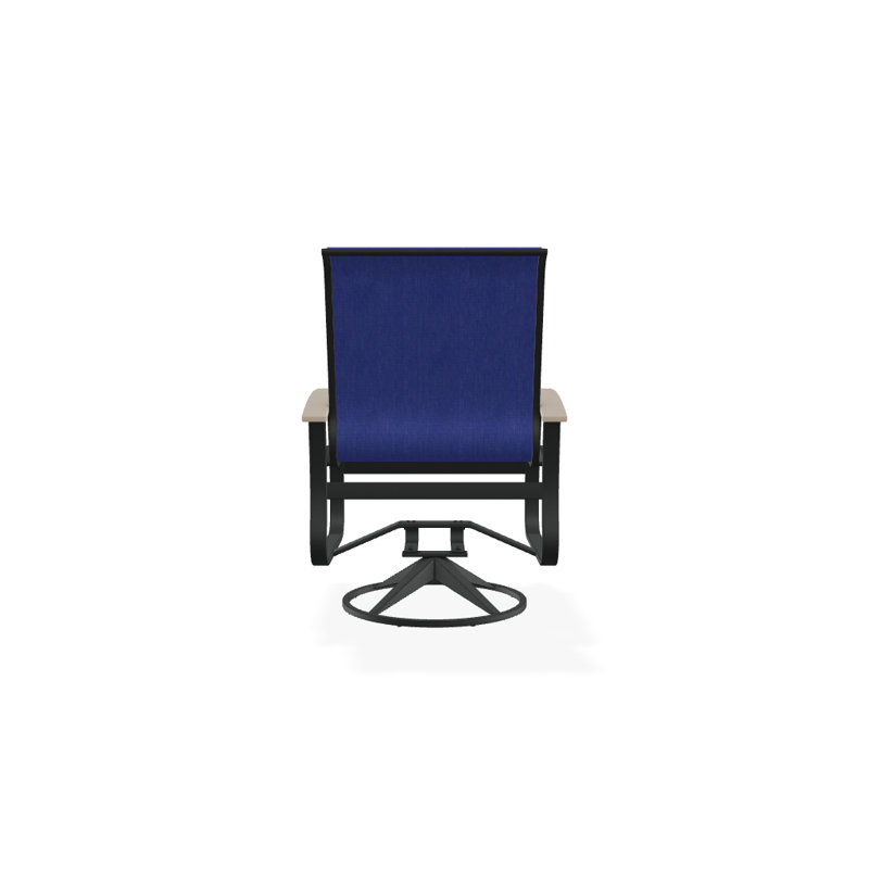 Belle Isle Outdoor Dining Armchair, Desert P60, Textured Graphite, Atlantis Royal Blue Sunbrella®