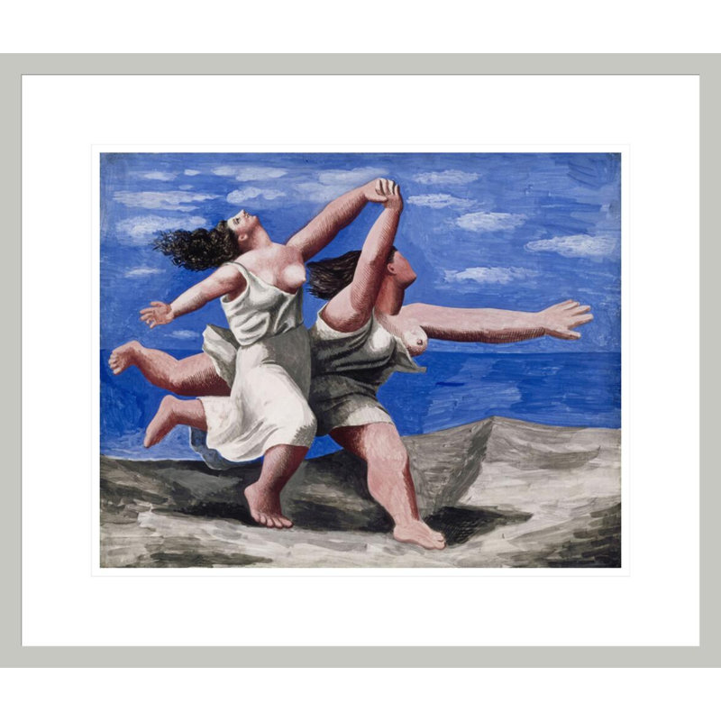 (Deux femmes qui courent sur la plage (la course) par Pablo Picasso - impression giclée encadrée, H 17,75 po x l 20,85 po