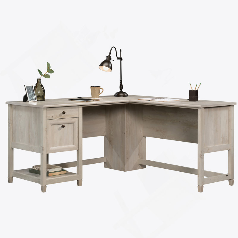 Bureau en L, bureau en bois avec tiroirs