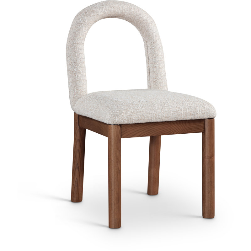 Chaise Macleod, Tissu beige texturé en lin, Brun