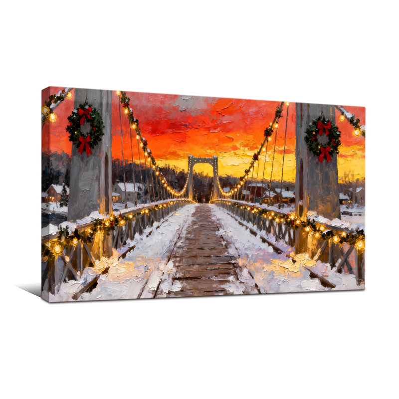 Guirlande de Noël enneigée, lumières de Noël, coucher de soleil, couronnes, scène d'hiver, H 24 po x l 48 po