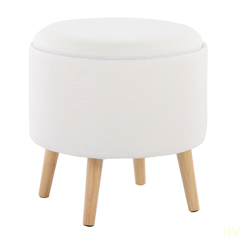 Repose-pieds avec rangement Tray, Crème, crème