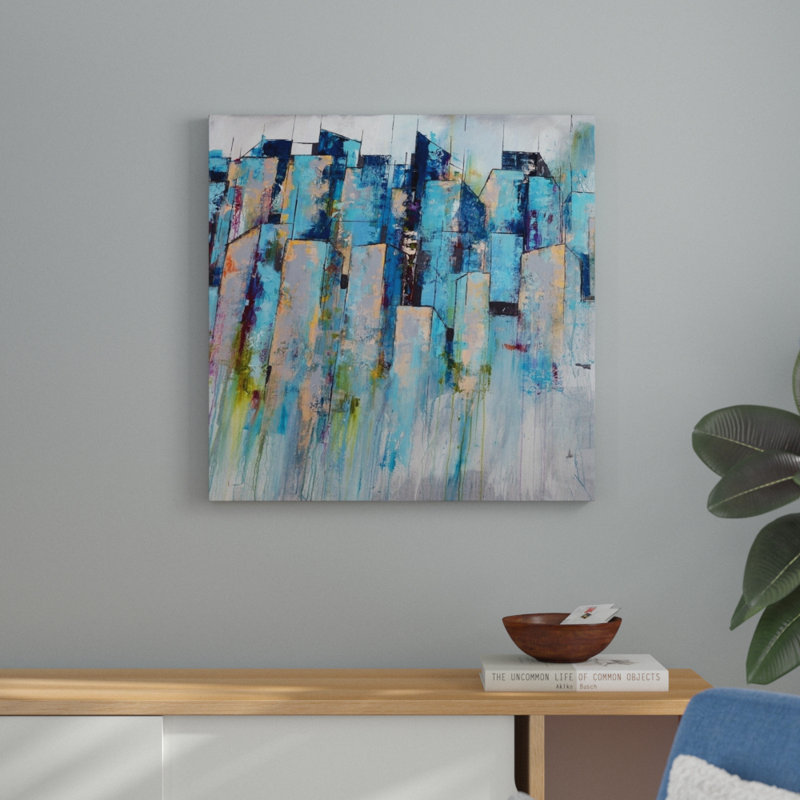 « centre-de-mémoire », peinture sur toile, Toile tendue, H 16 po x l 16 po x p 1,25 po