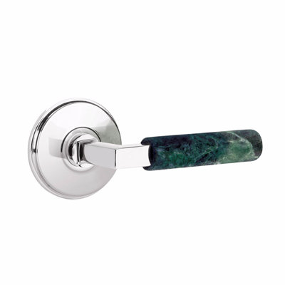 Ensemble de leviers de passage Emtek Select, rosette Watford, tige carrée en L, poignée en marbre vert, l 5,875 po x L 5,875 po