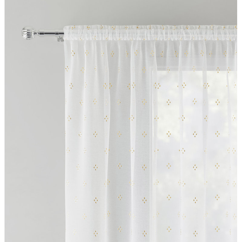 Aeryk Sheer Curtain Pair, 140cm Width x 137cm Drop, Gold