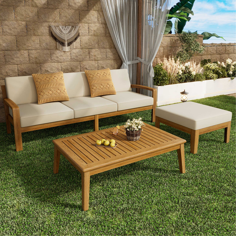 GRENADA L Shape 3Pcs Acacia Sectional Patio Sofa Set