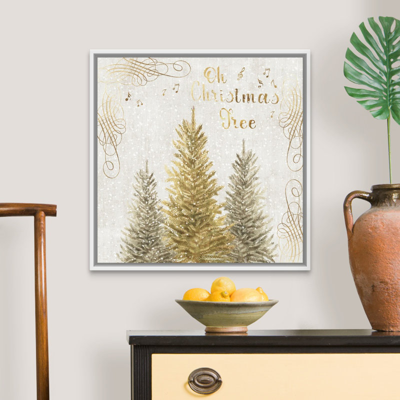 Oh Christmas Tree - reproduction d'art sur toile, Cadre blanc, H 26 po x l 26 po x P 1,75 po