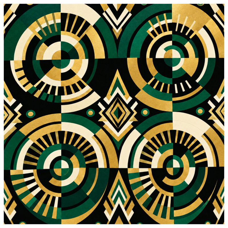 Tapis de bain géométrique à cercles Art Deco, 34in W x 21in L