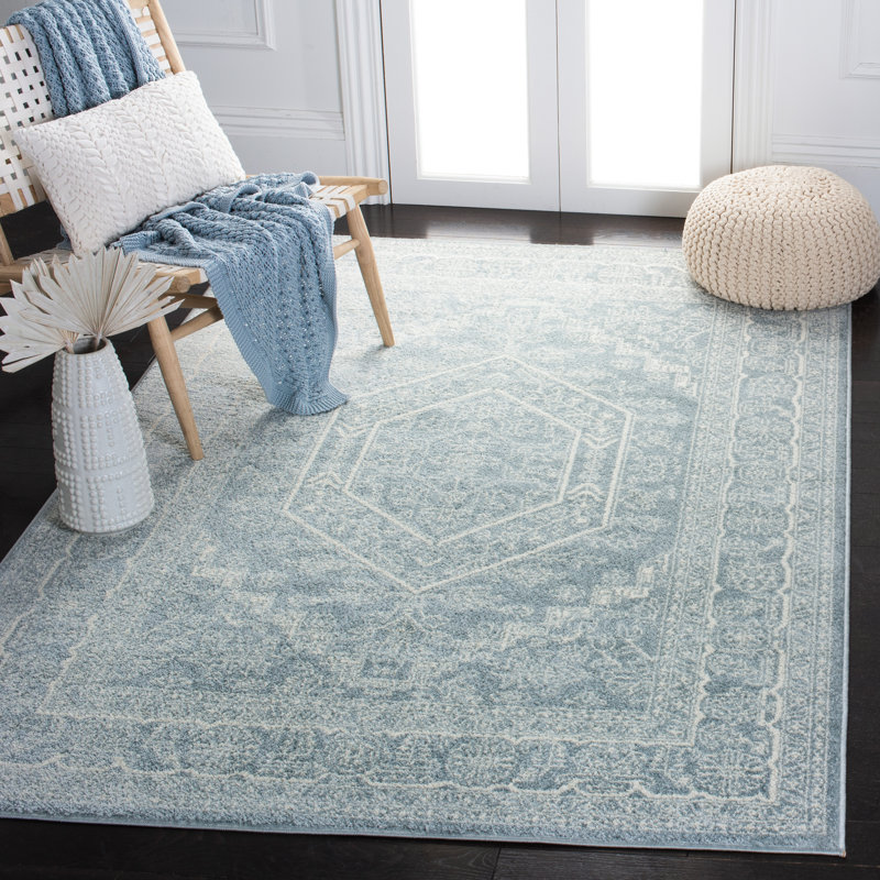Stromsburg Oriental Area Rug, Blue/White/Neutral, Rectangle 91 x 152 cm