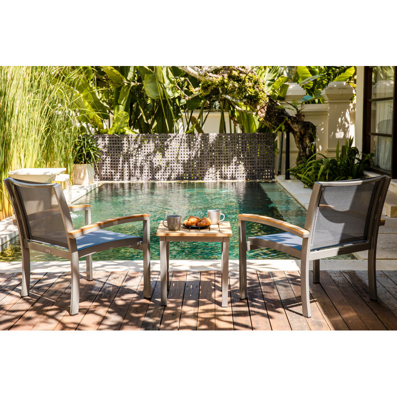 Soho 20" Teak Aluminum Outdoor Tall Square Side Table, Silver