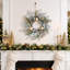 Holiday Front Door Wreath with Golden & Silver Ornaments, Pinecones and Frosted Evergreen Branches
