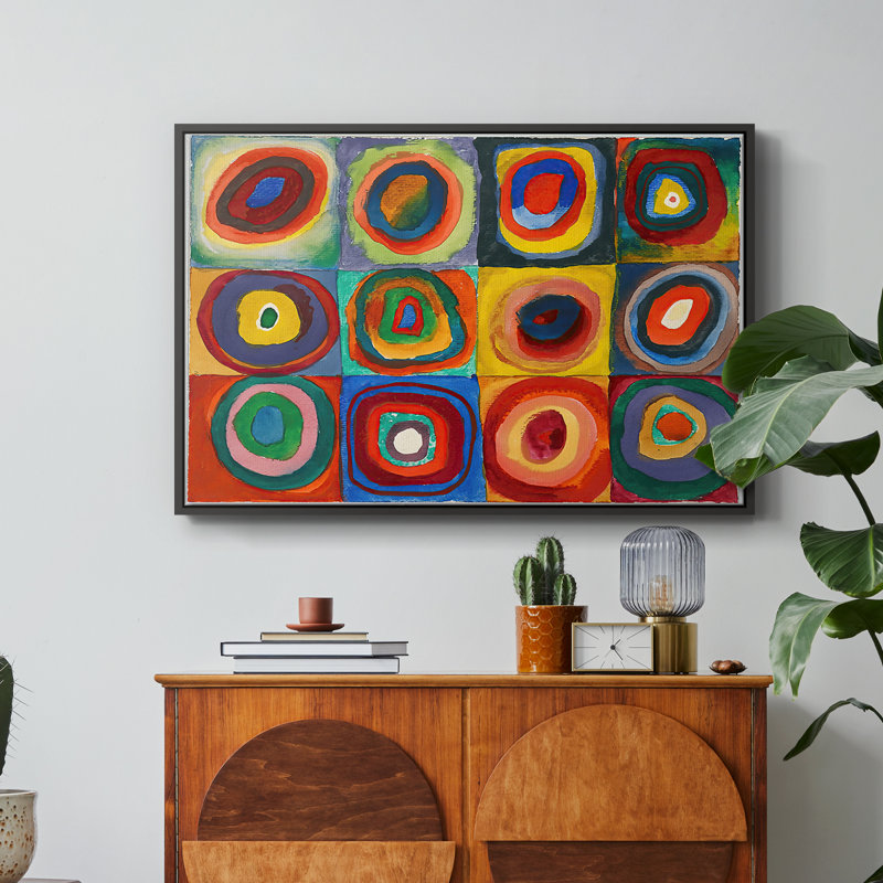 Color Study: Squares with Concentric Cercles, 1913 - Wassily Kandinsky, toile tendue avec châssis, 24 po x 36 po, Naturel
