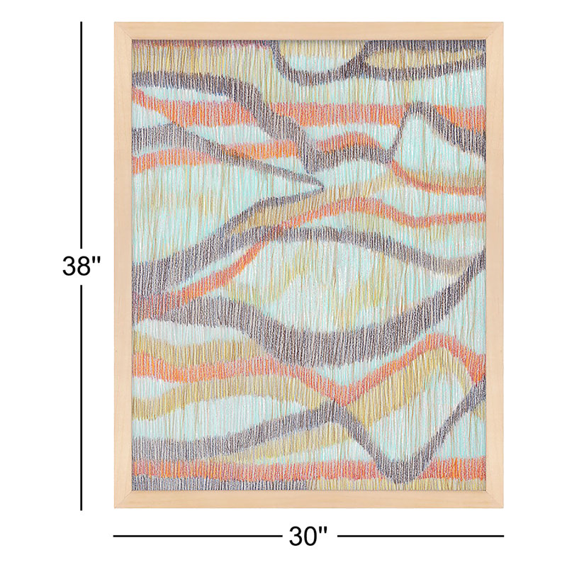 Rhythm & Ripples. Set Of 2 Painting by Jacques Pilon, 38" H x 30" W x 1.25" D, Brown Framed