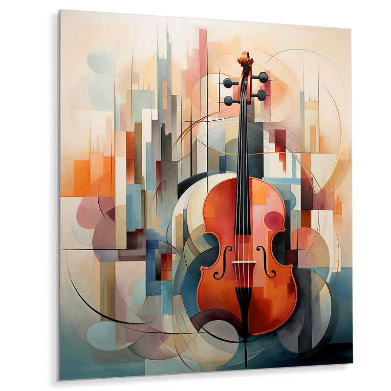 «Cubic Music Violin Sonata» sur métal, H 20 po x l 12 po x P 1 po