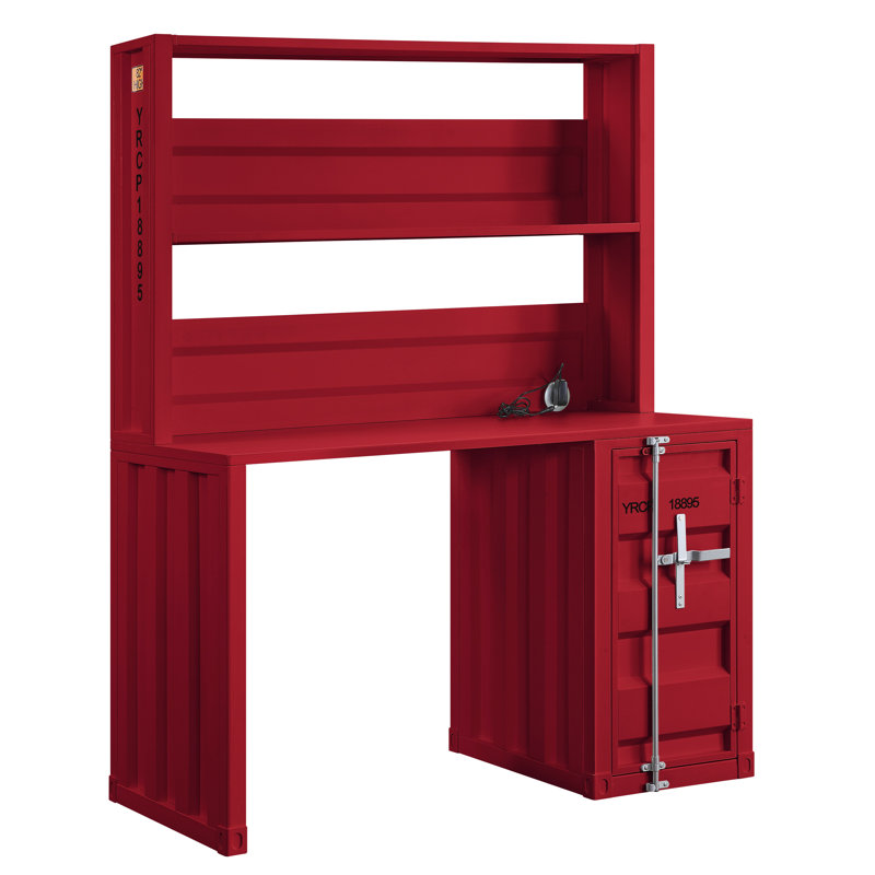 Bureau d'écriture en fer, H 59 po x l 48 po x P 24 po, Red