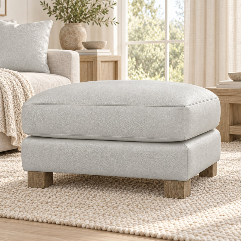 Galaxy Heirloom Quality Ottoman in Buttery Soft 100% Top Grain Leather, Made to Order, Napa Fudge