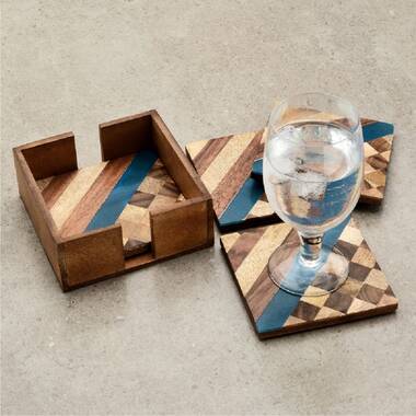 Wood & Resin Coasters (Set of 4)