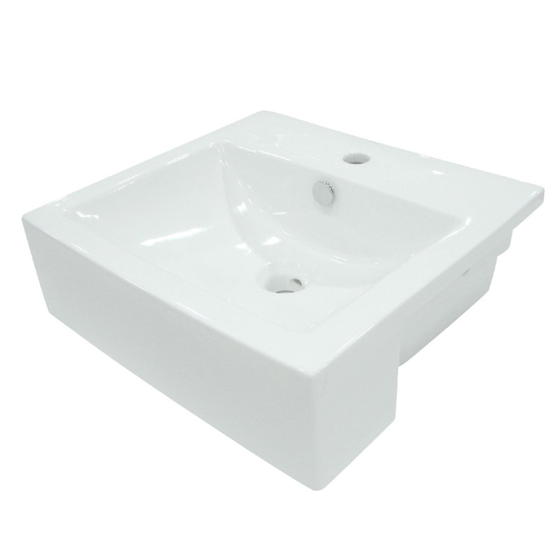 Concord Ceramic Rectangular Bathroom Sink Overflow, White