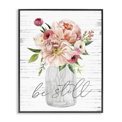 «Pink Be Still Bouquet», art de la giclée encadrée par lettré et doublé