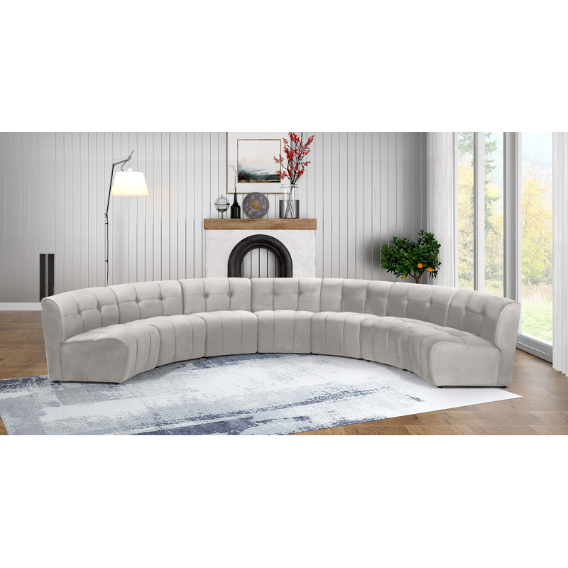 Jedson Velvet Sectional Symmetrical, Cream Velvet