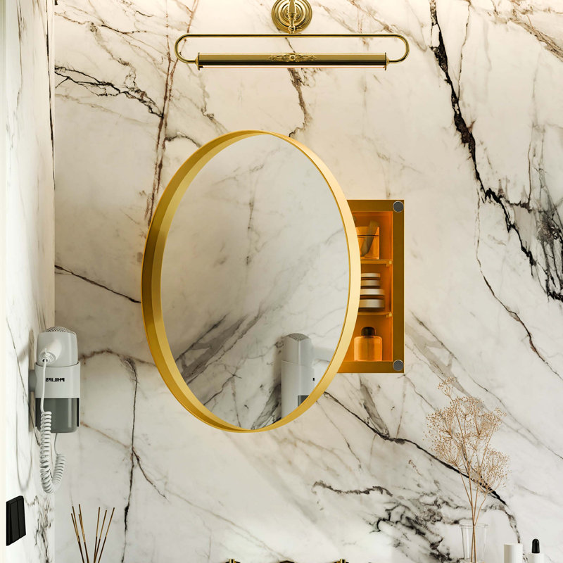 Armoire de rangement pour miroir de salle de bain 23,6 pouces, Golden