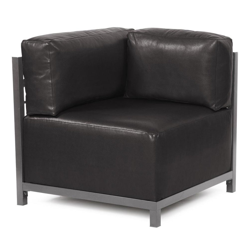 Fauteuil de chambre Woodsen, Titane, Similicuir noir
