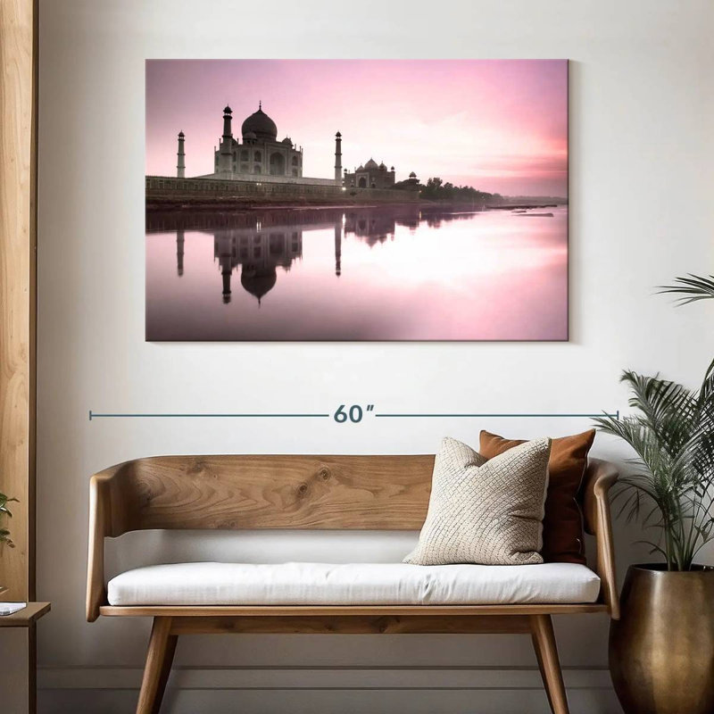 Kavia Taj Mahal depuis la rivière Yamuna, H 32 po x l 48 po