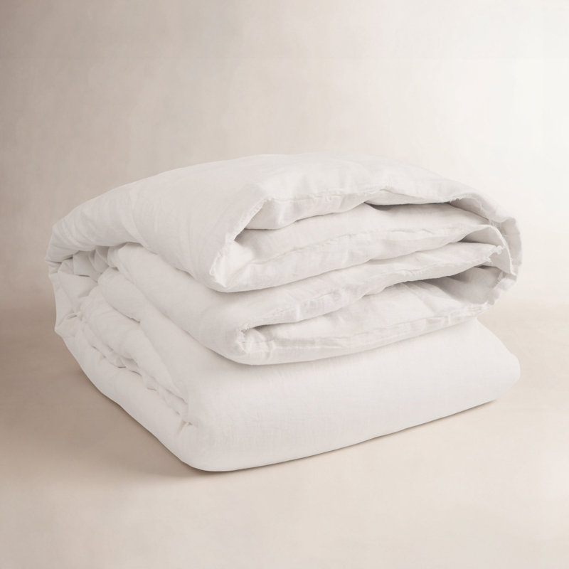 Hunter Farmhouse / Country Linen Hand Loomed Duvet Cover, Queen Duvet Cover, White
