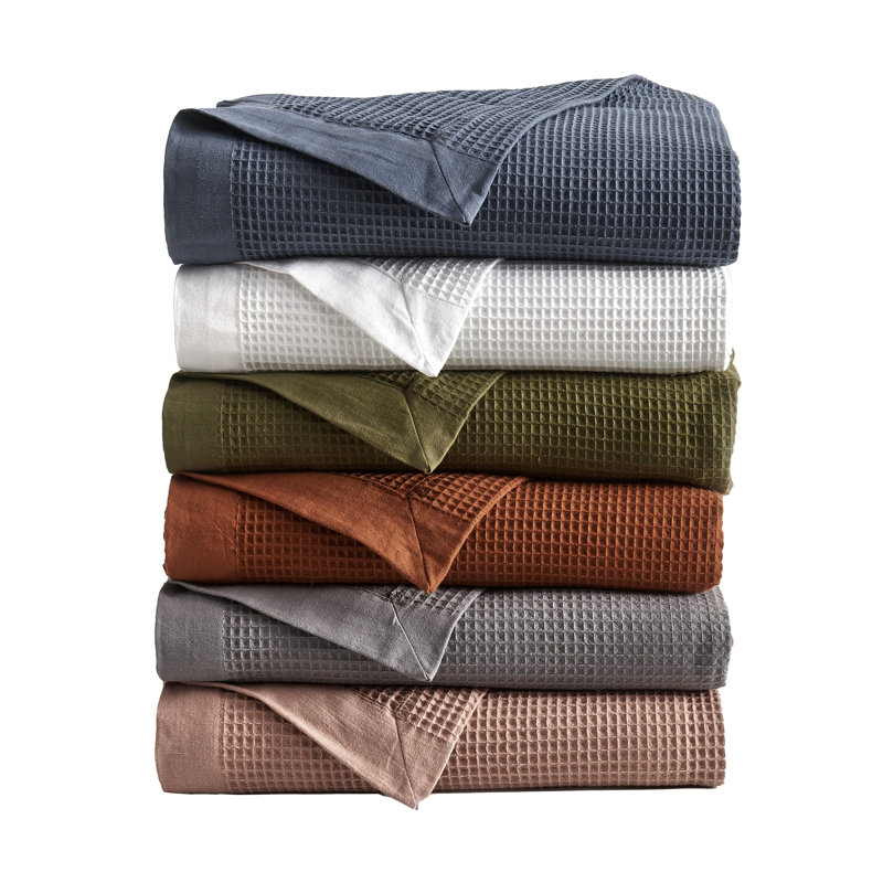 Couverture d'été 100% coton tissé gaufré léger, Très grand, Blanc