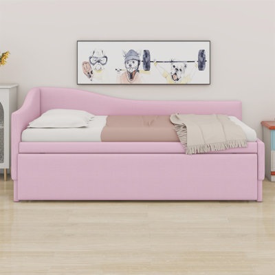 Upholstered L-Shaped Daybed With Pop Up Trundle