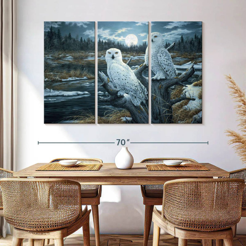 Brampt Two Snowy Owls, 42" H x 65" W