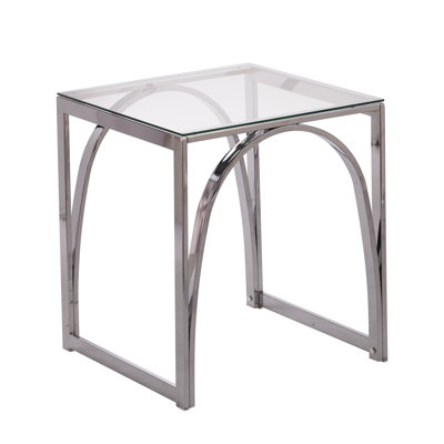 Stevenly Glass Top Sled End Table