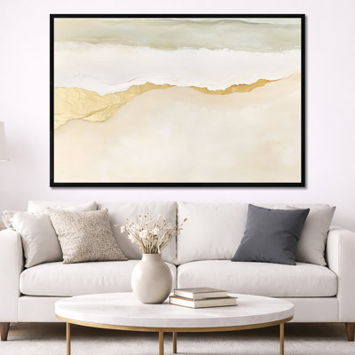 Art mural blanc doré, toile de plage tropicale, horizon tropical doré et blanc à la plage