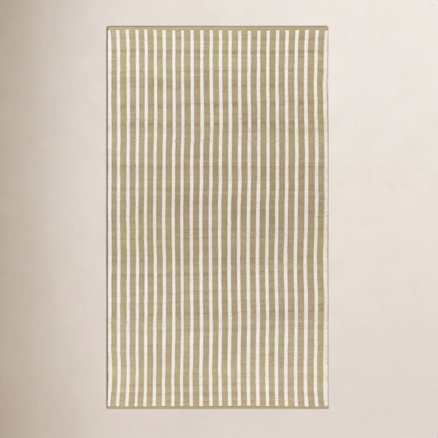 Acerra Green Hand-Woven Striped Outdoor Rug, Rectangle 5' x 7'6"