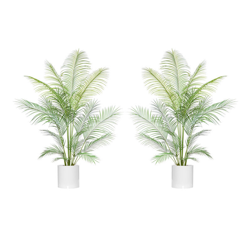 Brisbane 5.5' Outdoor UV Rated Kentia Palm Drop-In Trees with Fiberstone Pots