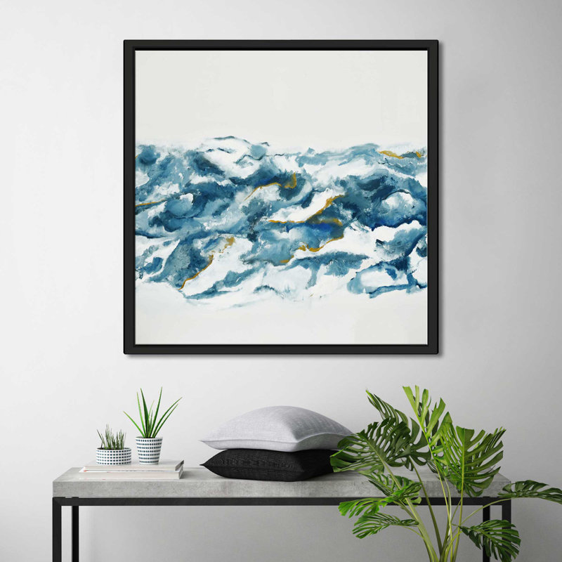 Into the blue (carré)-imprimé, H 39,5 po x l 39,5 po x P 2 po, Cadre flottant noir
