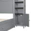 Grand lit en bois avec armoire tout-en-un, tablette et prises, gris-664147558