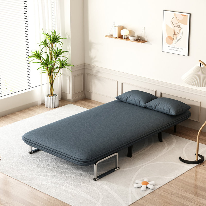 Conneaut Velvet Convertible Sofa, Dark Gray Velvet, 35.5" H x 55.1" W x 28.4" D